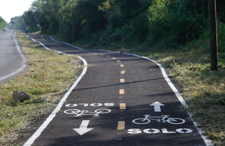 Entregan ciclovía construida con neumáticos reciclados