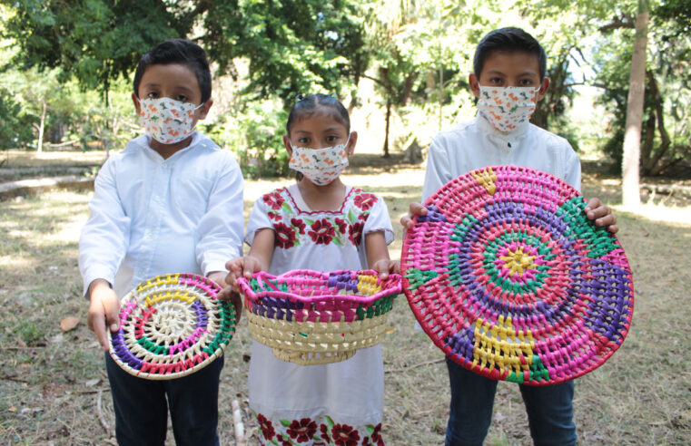 Niños de Halachó sorprenden con sus canastas, en Encuentro Nacional de Saberes