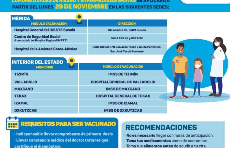 El 27 de noviembre aplicarán segunda dosis a adolescentes de 12 a 17 años