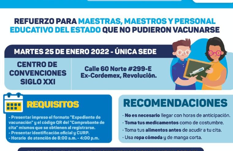 Jornada extraordinaria de vacunación para personal del sector educativo