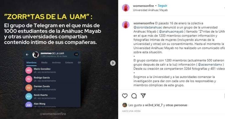 Denuncian filtración de fotos íntimas en grupo de Telegram de la Anáhuac Mayab