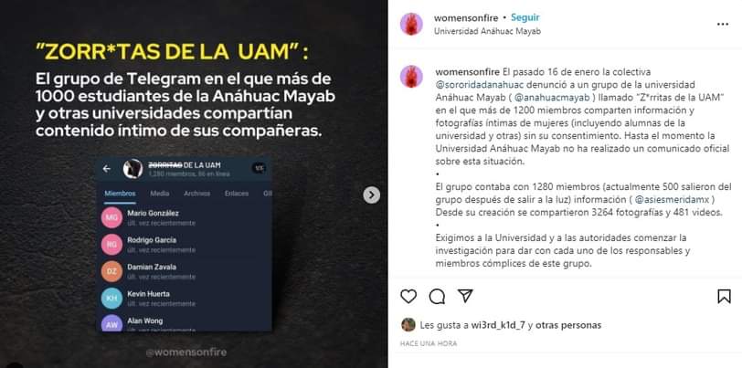 Denuncian filtración de fotos íntimas en grupo de Telegram de la Anáhuac Mayab