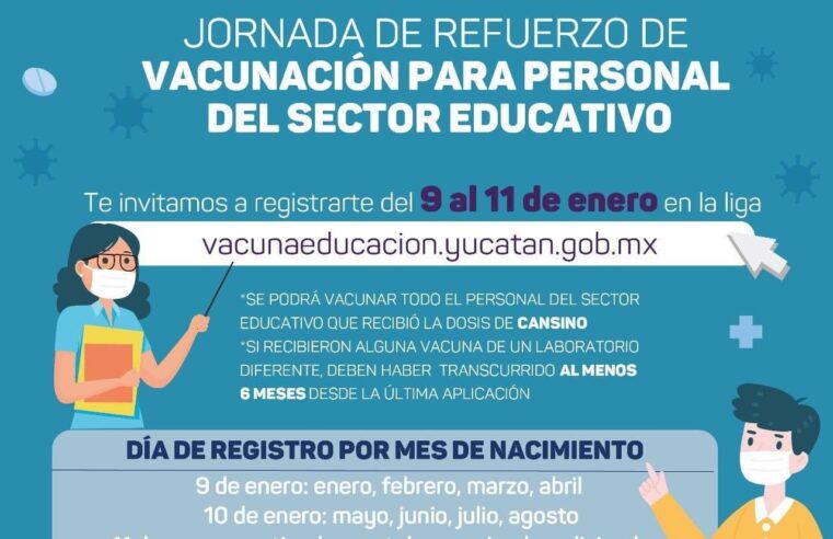 La semana próxima aplicarán la vacuna de refuerzo para maestros yucatecow