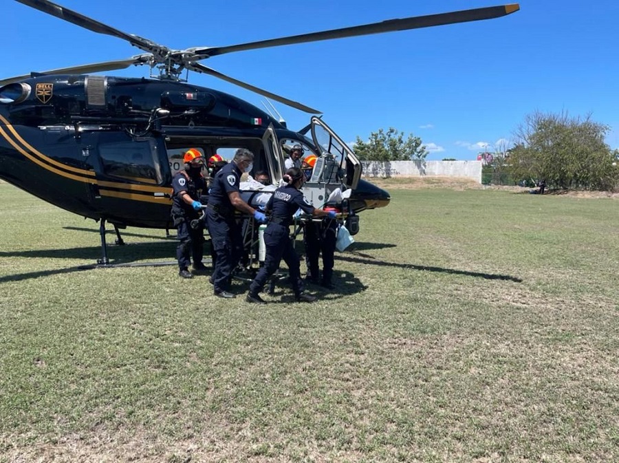 Helicóptero de la SSP traslada a un joven paciente grave, de Valladolid a Mérida