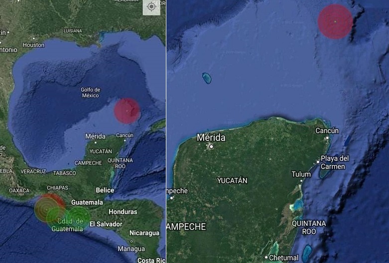 Reportan sismo al norte de la Península de Yucatán