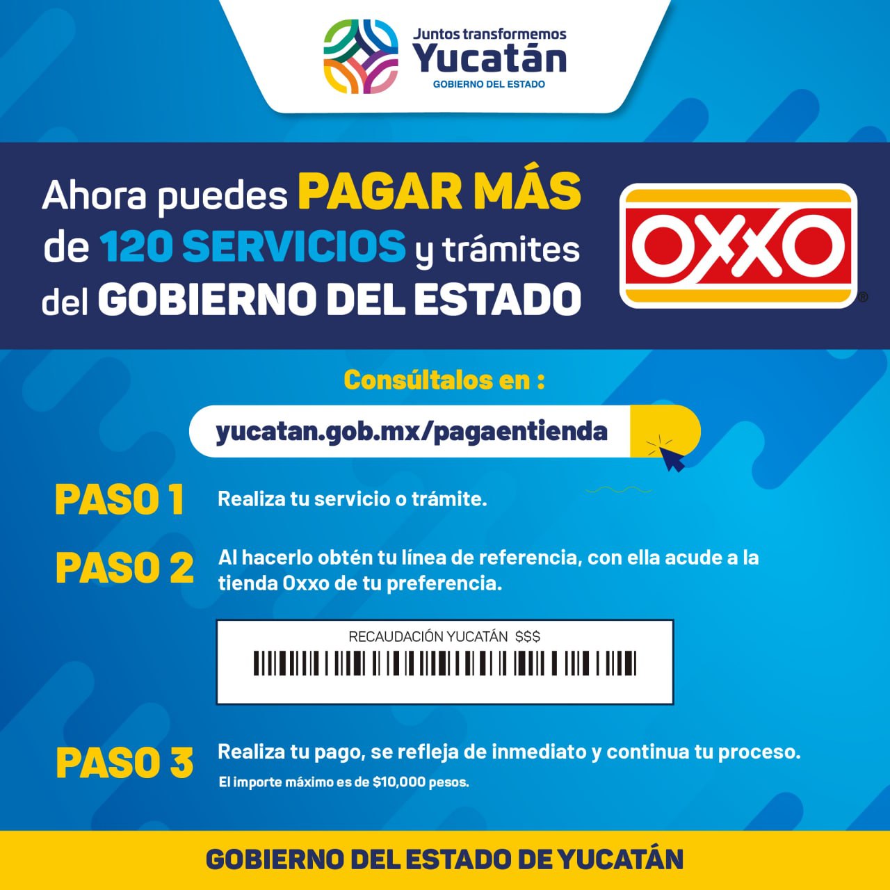 Se puede pagar más de 120 trámites y servicios del Gobierno del Estado en Oxxo