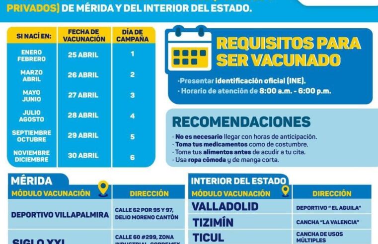 El lunes inicia en Yucatán la aplicación de la cuarta dosis anticovid