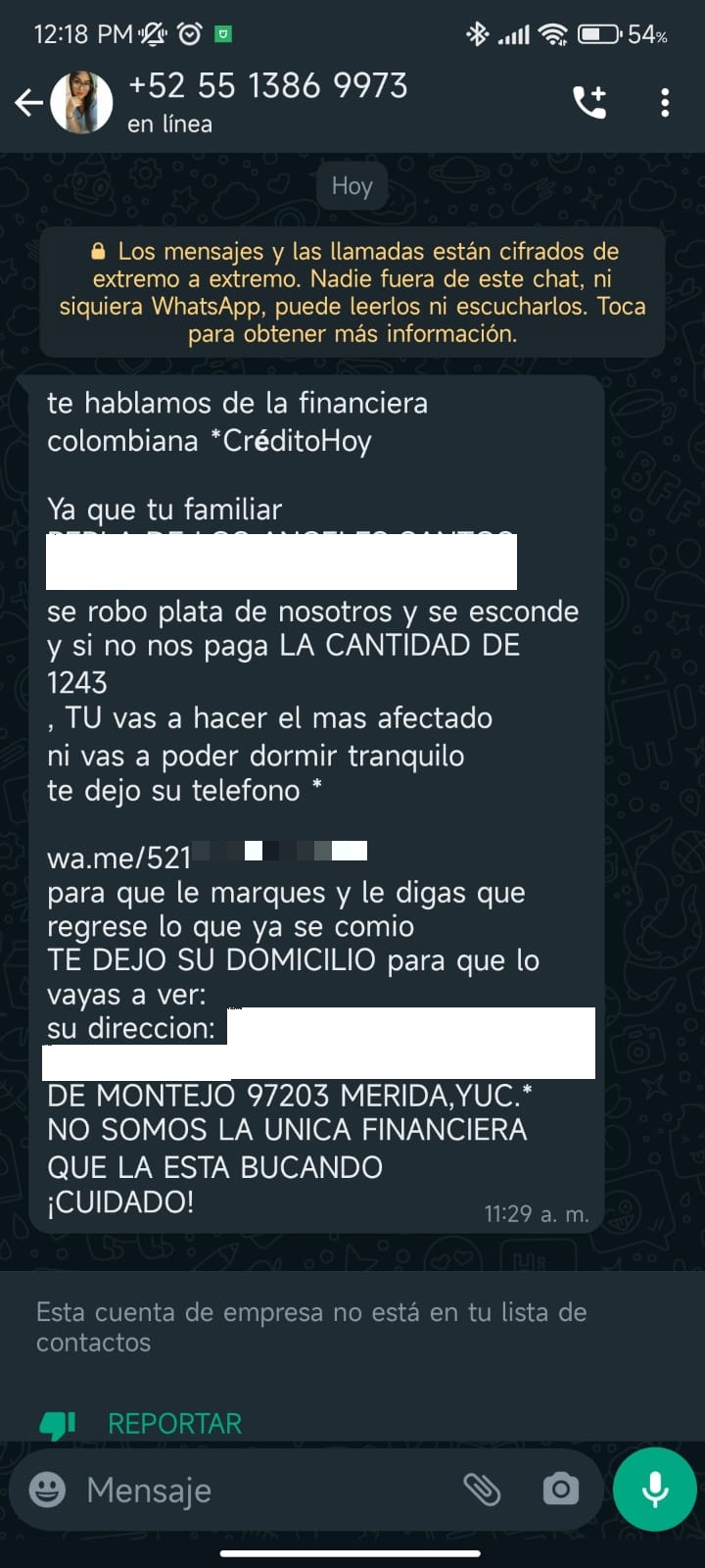 La mafia colombiana Gota a Gota amenaza a un joven meridano