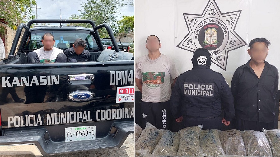 Por pelear en la calle, les descubren 14 kilos de marihuana en Kanasín