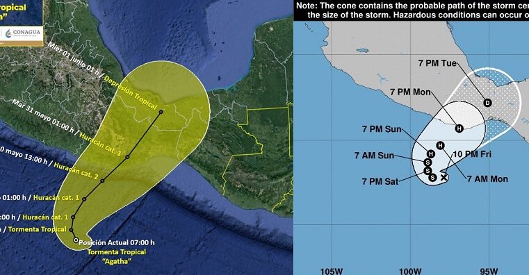 Tormenta tropical Agatha en el Pacífico aportará lluvias a la Península de Yucatán