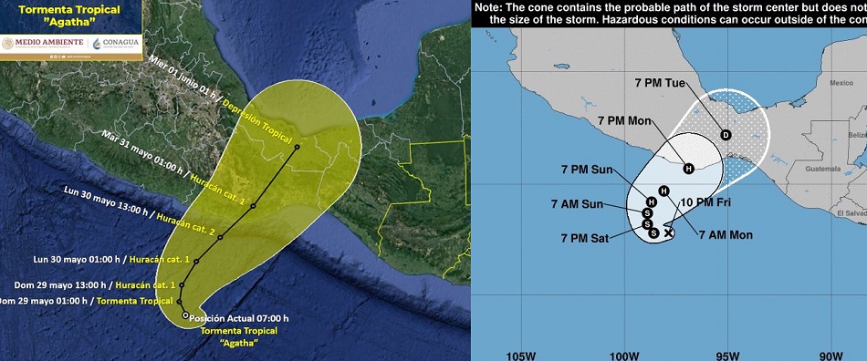 Tormenta tropical Agatha en el Pacífico aportará lluvias a la Península de Yucatán