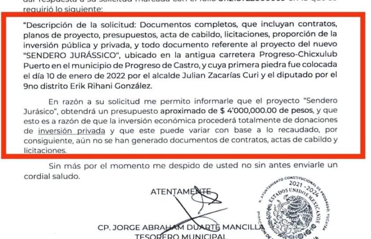Parque Jurásico de Progreso, un sendero de opacidad peor que en la era dinosáurica