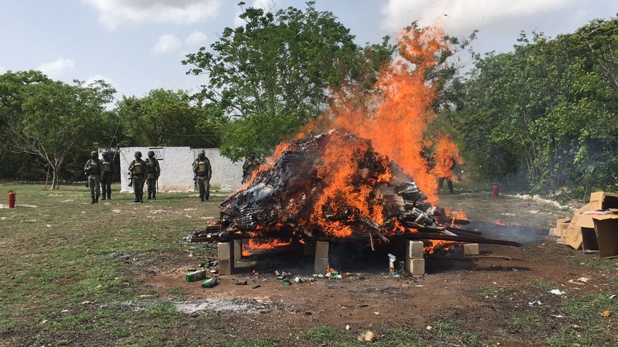 Incineran narcóticos decomisados en Yucatán