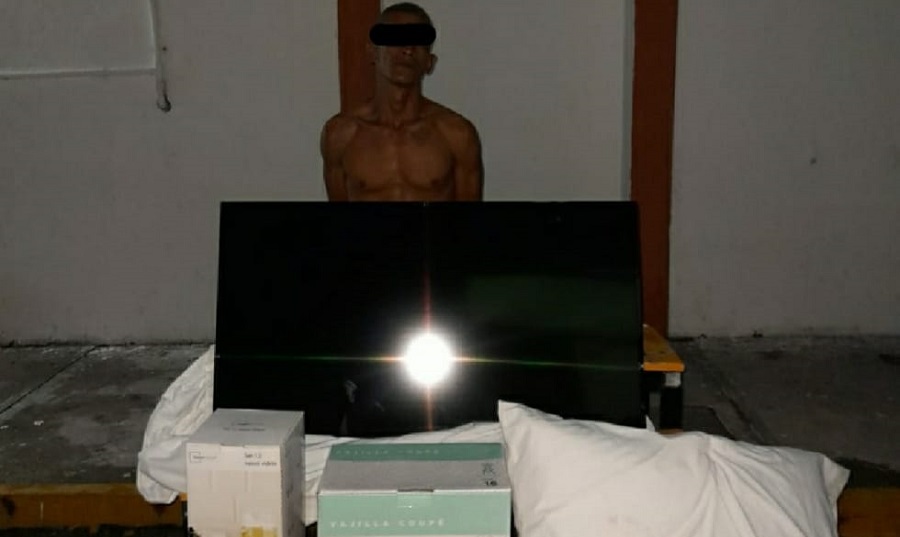 Robó una TV, una vajilla y vasos de un hotel, pero no llegó lejos