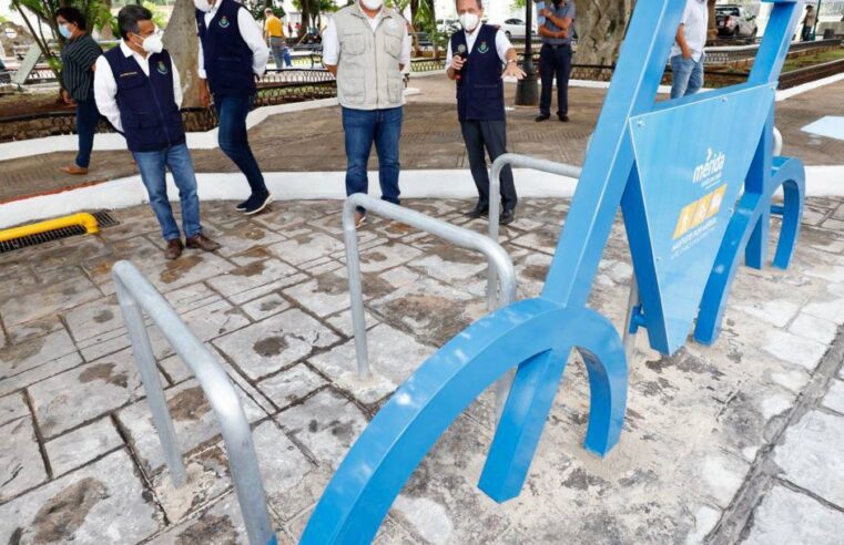 Instalan los primeros bicipuertos en el Centro Histórico de Mérida