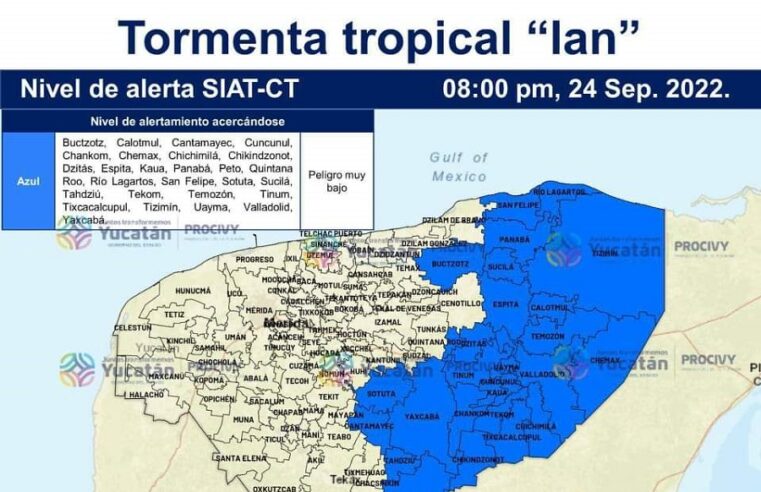 Alerta azul en Yucatán por la tormenta tropical Ian