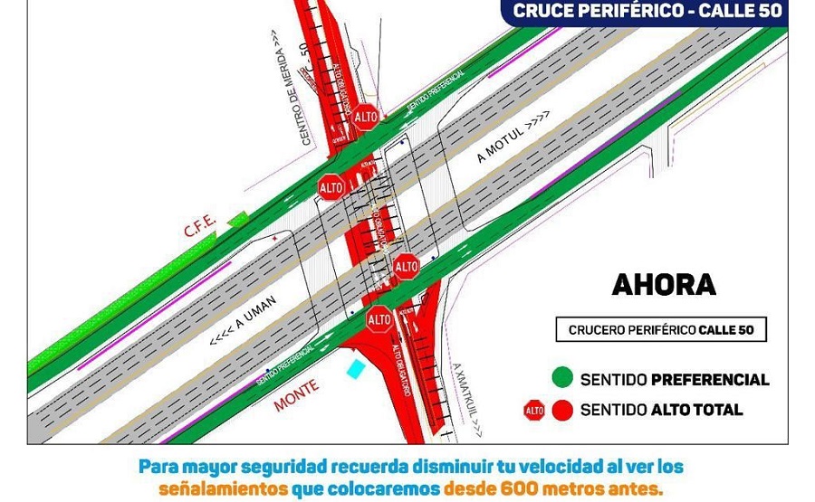 A partir de mañana, los cambios viales en glorietas del Periférico sur de Mérida