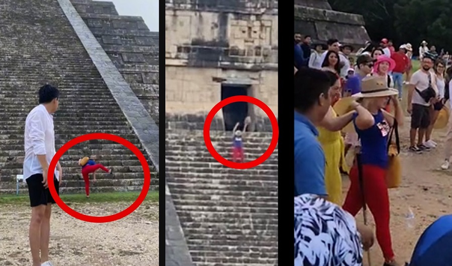 Casi la linchan por subir a la pirámide de Chichén Itzá