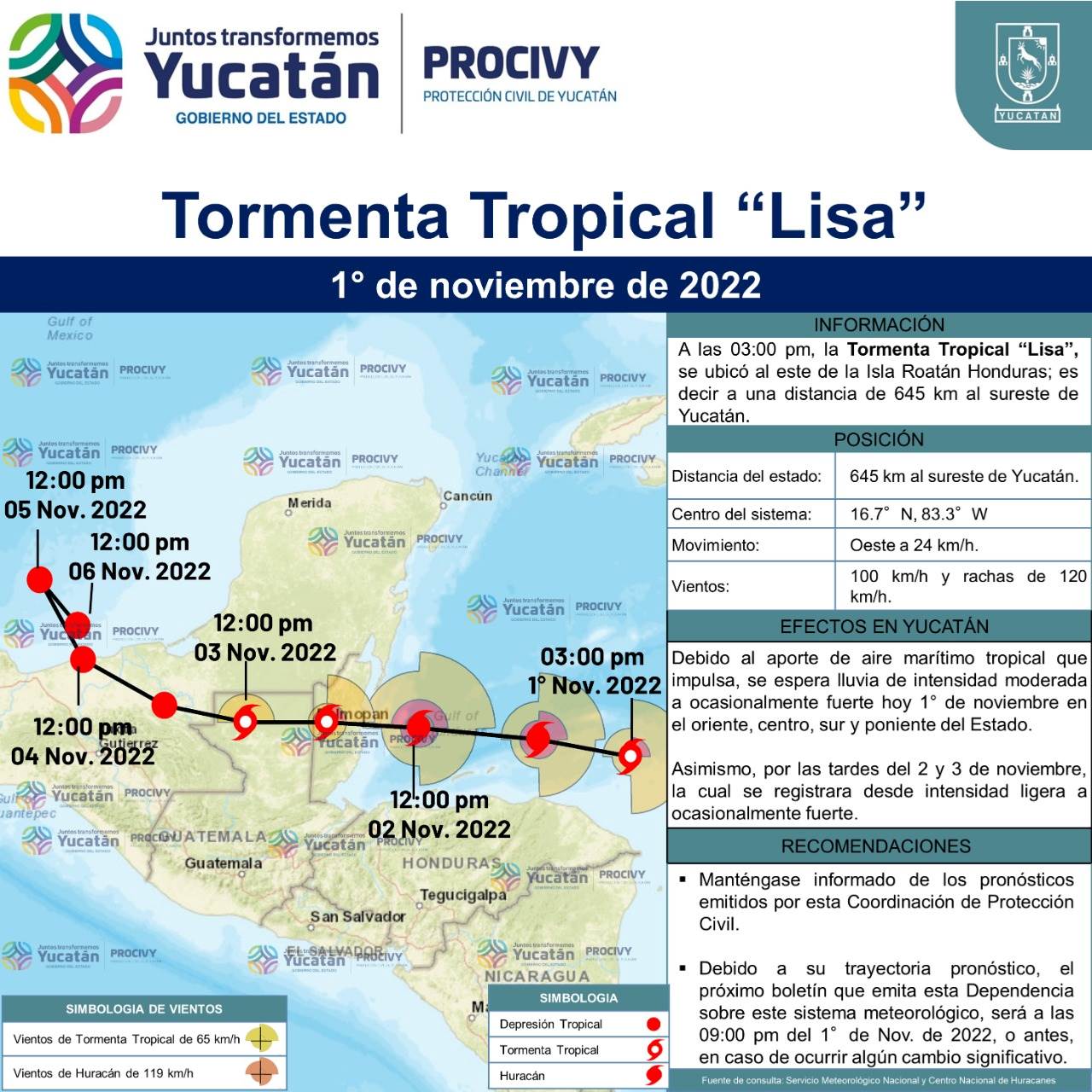 Se esperan lluvias en Yucatán, por influencia de la tormenta tropical Lisa