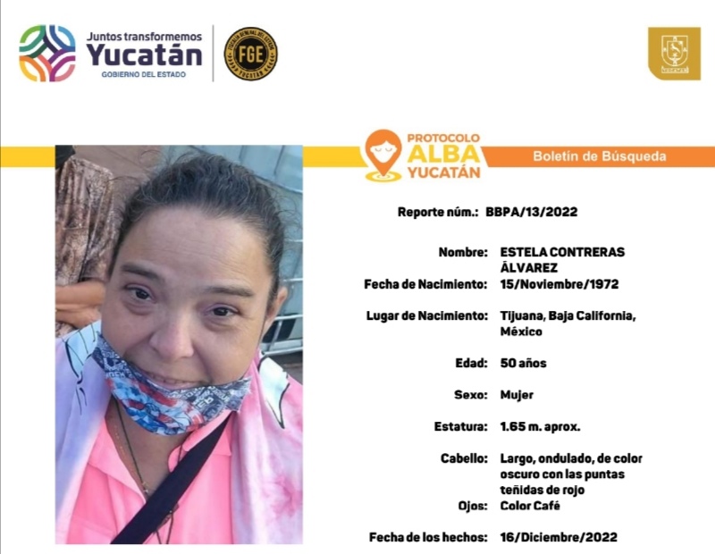 Reportan extraviada a Tijuanense radicada en Mérida