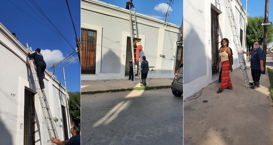 Policías de Mérida auxilian a una turista atrapada en una casa del centro de la ciudad