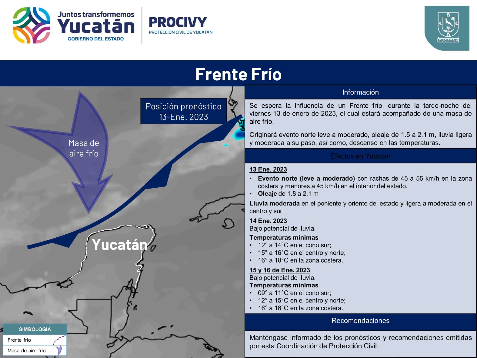 Anticipan frente frío y descenso importante de temperatura para el fin de semana