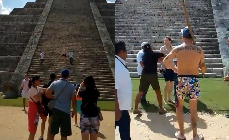 Tunden a palos a turista polaco que subió a la pirámide de Chichén Itzá