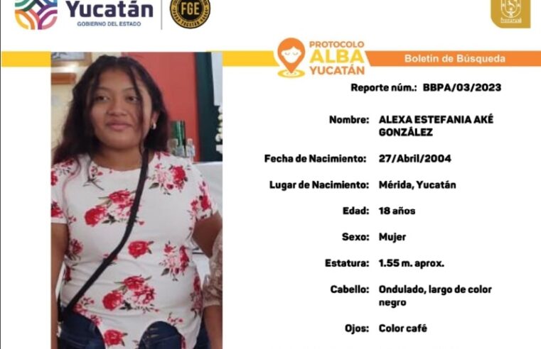 Se busca jovencita desaparecida en Kanasin