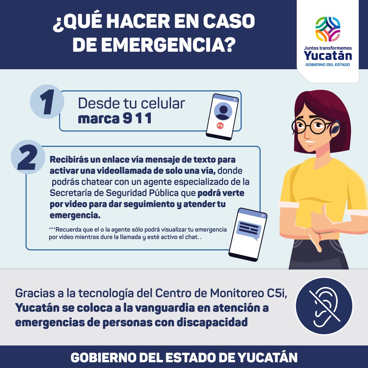 Yucatán aplicará tecnología para emergencias de personas con discapacidad auditiva