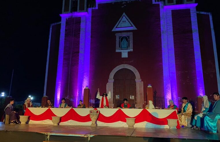 Realizan la Última Cena en el vía crucis viviente en Baca, municipio de Yucatán