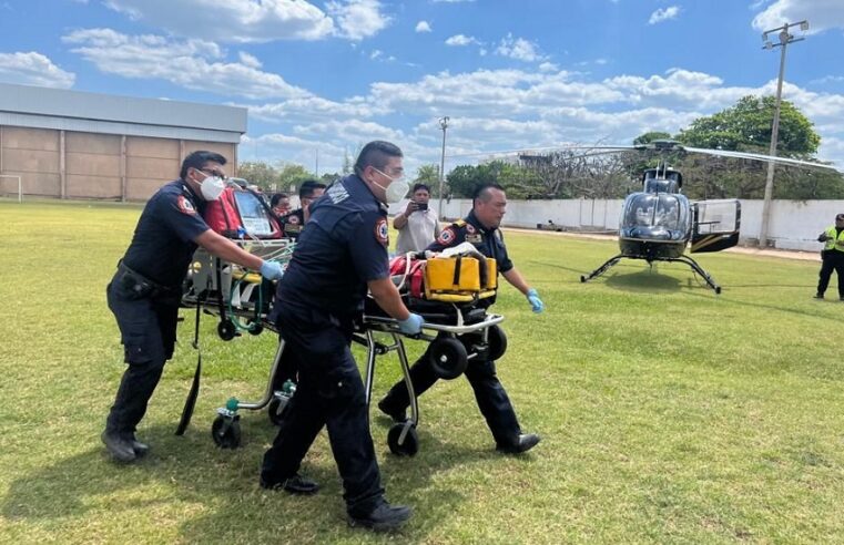 Gobierno de Yucatán envía helicóptero de la SSP por tres menores graves en un accidente