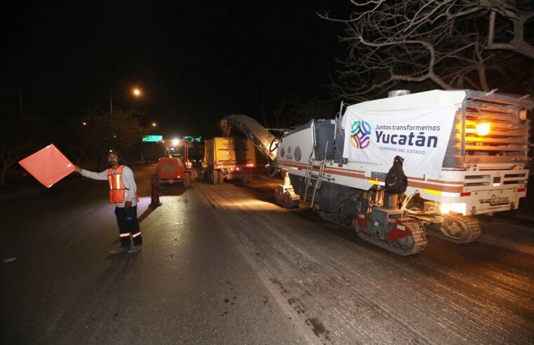 Continúa la repavimentación del Periférico de Mérida para mejorar la movilidad