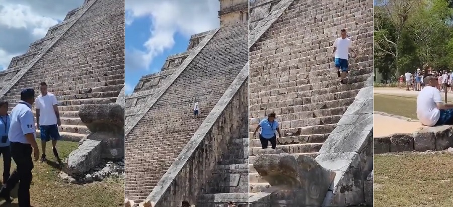 Otro turista sube al Castillo de Kukulcán en Chichén Itzá: a insultos lo bajan