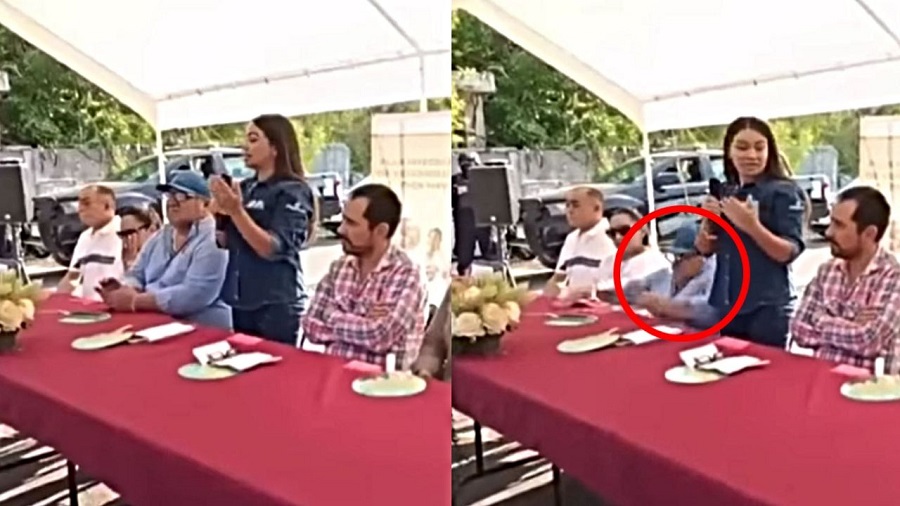 Alcalde de Tixkokob se cae en un evento: la silla no soporta su peso
