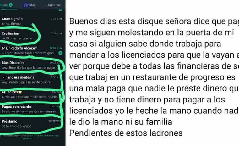 Montadeudas colombianos embaucan a progreseña y la fastidian por deuda impagable