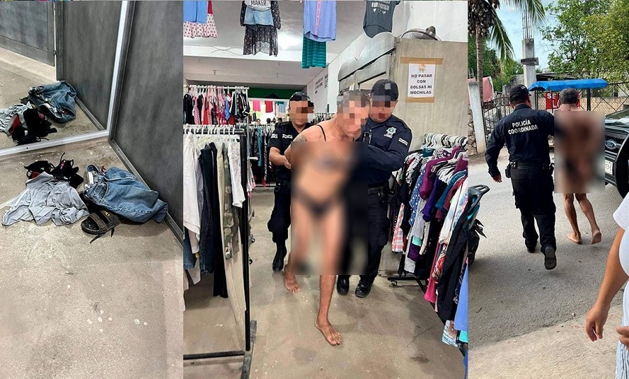 Intoxicado, un sujeto se probaba ropa interior de mujer en una tienda de Yucatán