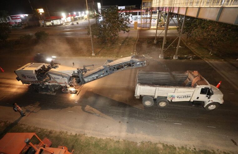 La repavimentación del Anillo Periférico de Mérida continúa avanzando a buen ritmo