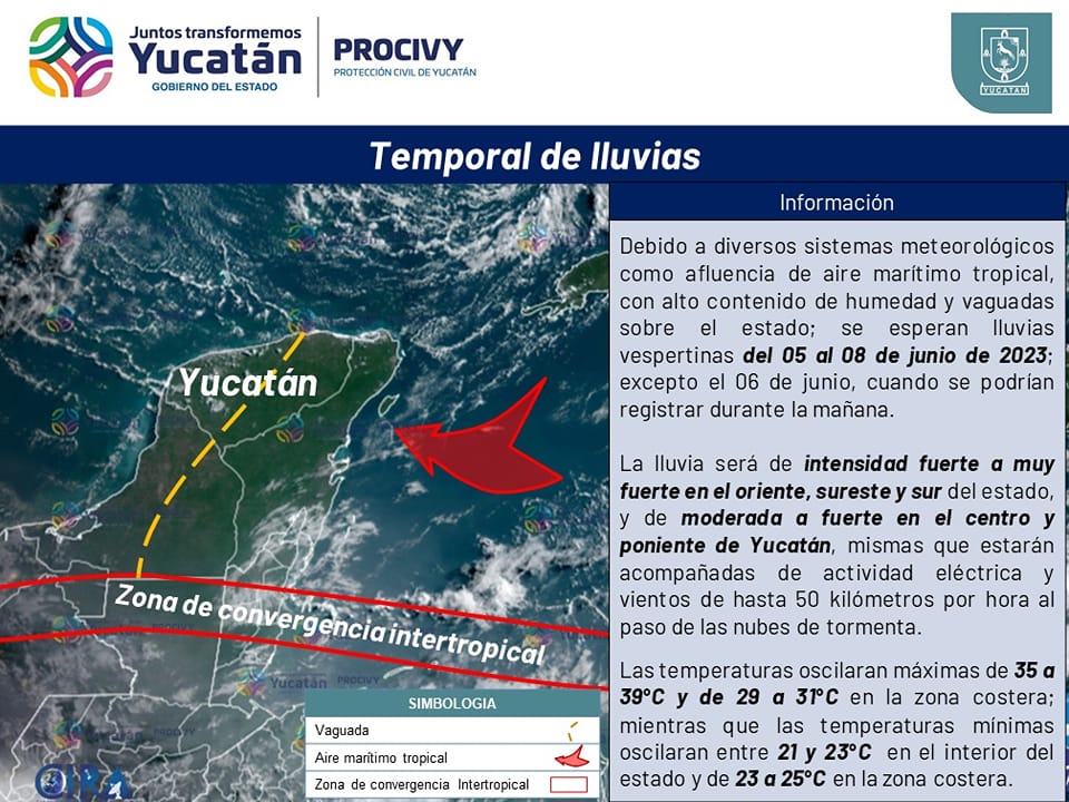 Pronostican lluvias en la mayor parte del territorio yucateco esta semana