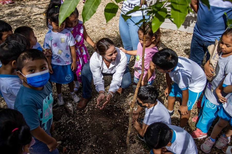 Gobierno de Yucatán distribuye 75,000 plantas en escuelas, con “Un niño, un árbol”