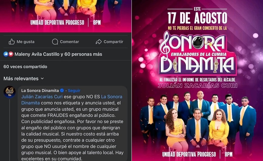 Tunden a Julián Zacarías por traer a imitadores de La Sonora Dinamita a su informe