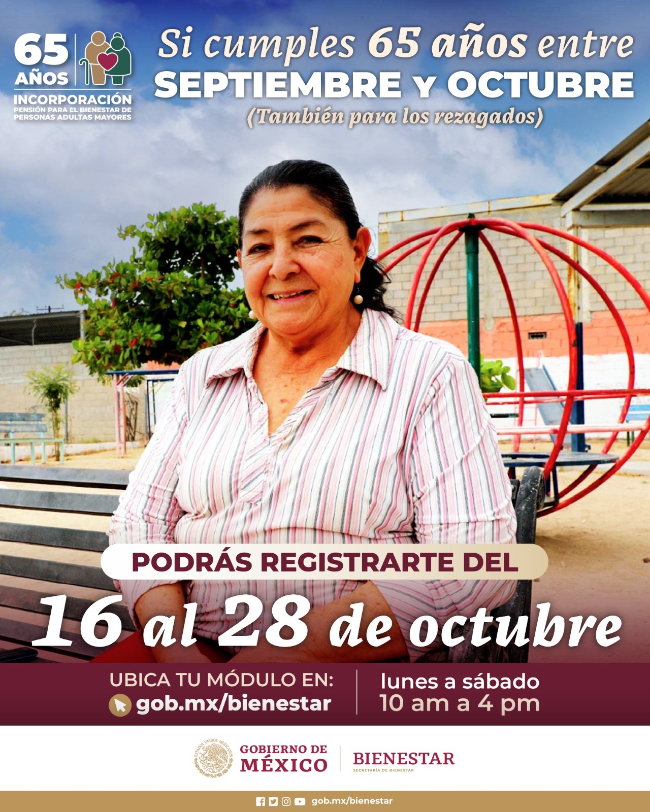 Del 16 al 28 de octubre, registro de pensión a quienes cumplan 65 años proximamente