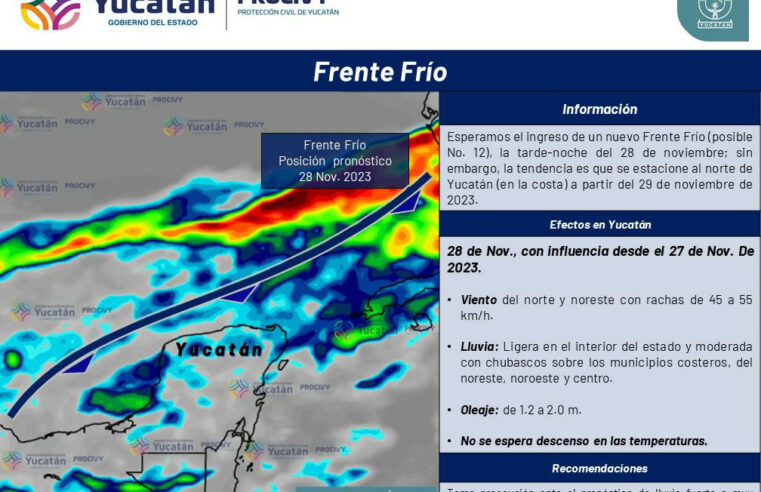 ¡Aguas! El frente frío 12 mantendrá el potencial de lluvias en Yucatán