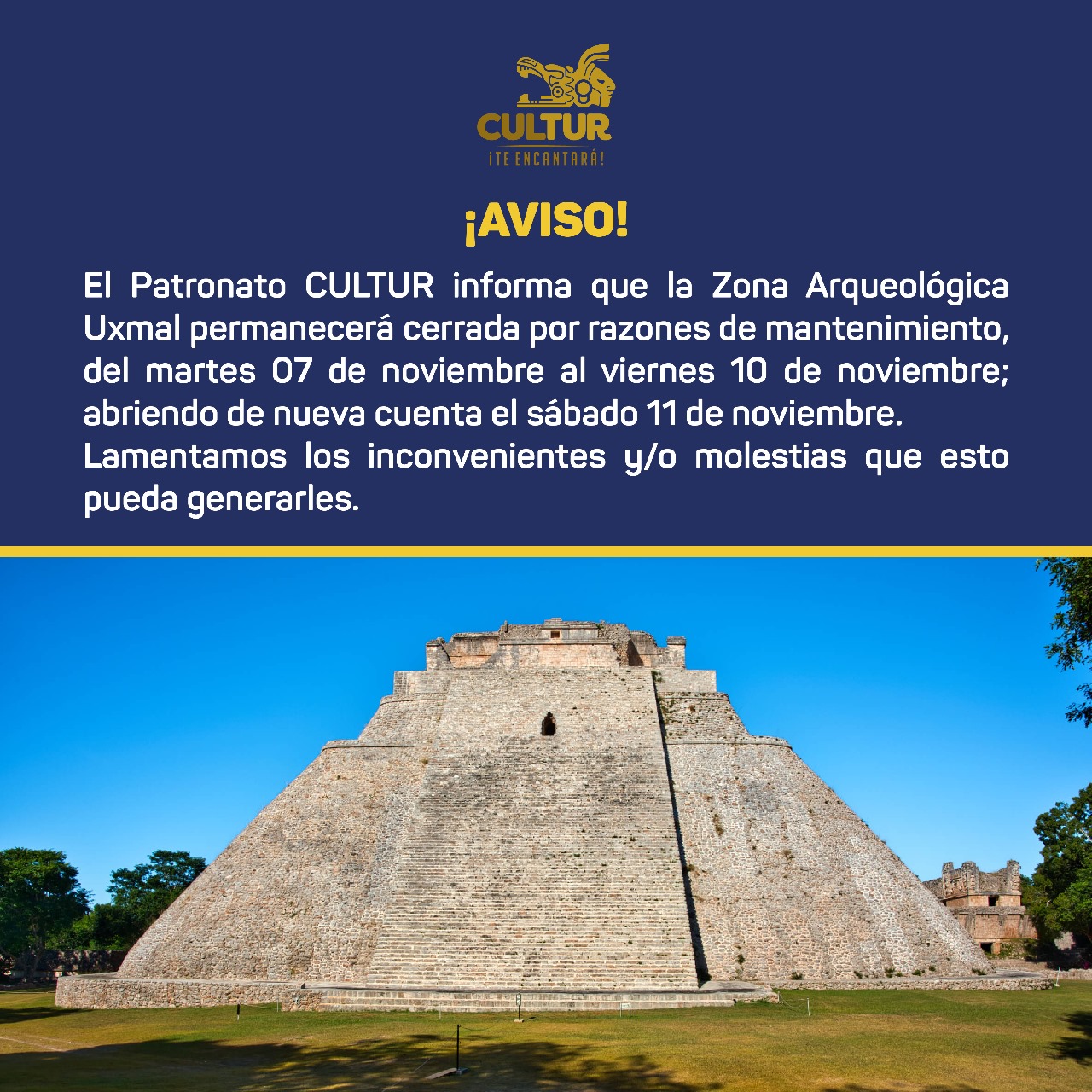 Suspensión temporal de Ecos de Uxmal, del 7 al 10 de noviembre