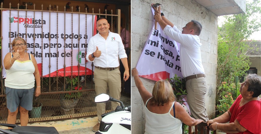 Primeras mantas defendiendo el voto del PRI: la militancia sigue dando la cara en Mérida