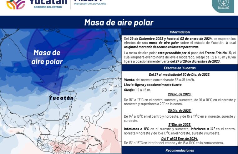 Pronostican fiestas de fin de año con temperaturas muy bajas en Yucatán