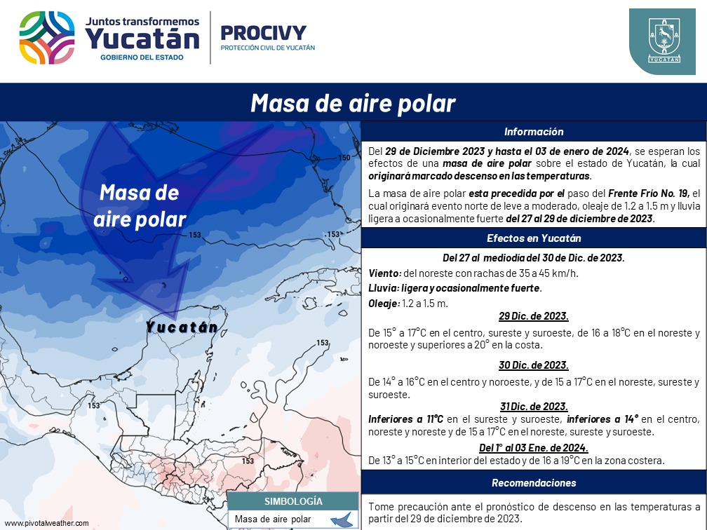 Pronostican fiestas de fin de año con temperaturas muy bajas en Yucatán