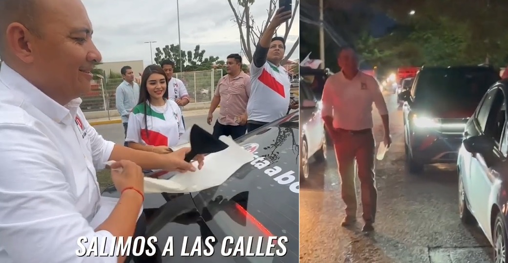 Batucada y ambiente festivo del PRI en avenidas de Mérida