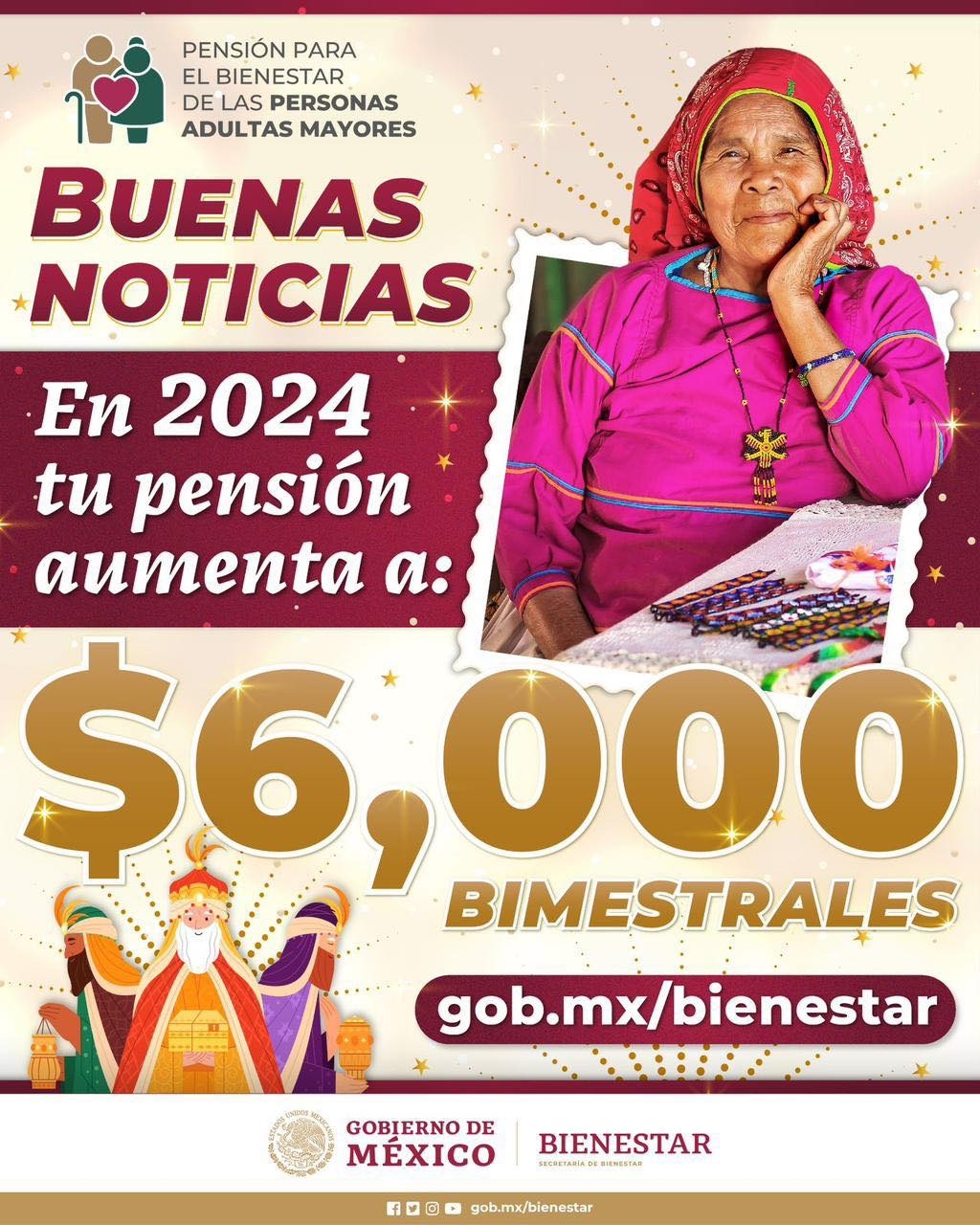 2024 inicia con aumento a las pensiones de Bienestar