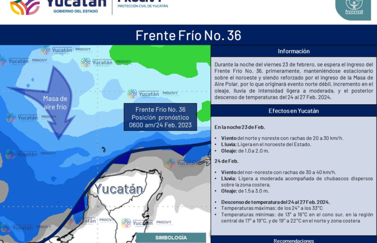 Continuarán las bajas temperaturas por ingreso este viernes del frente frío No. 36