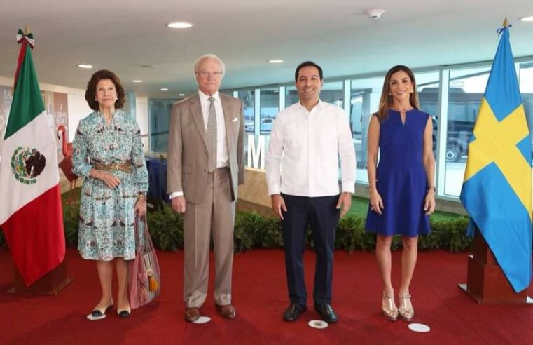 Recibe Mauricio Vila a los reyes de Suecia, Carlos XVI Gustavo y Silvia, en su llegada a Yucatán